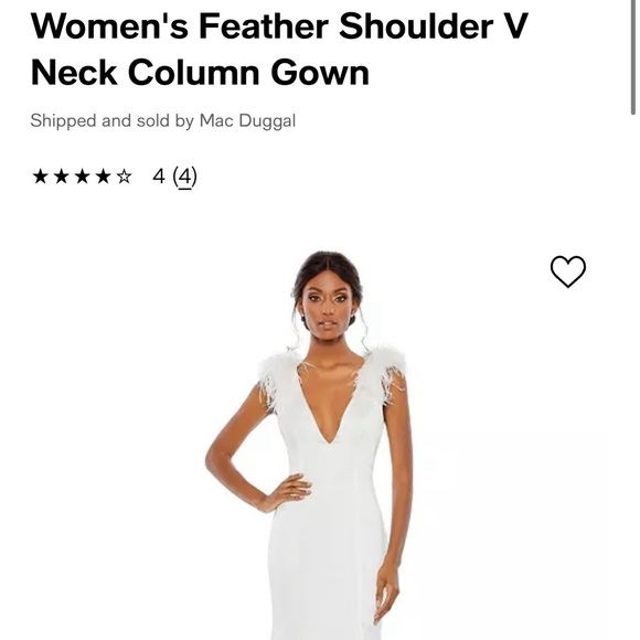 Mac Duggal Women's Feather Shoulder V Neck Column Gown - Shortened into Mini - Picture 2 of 2